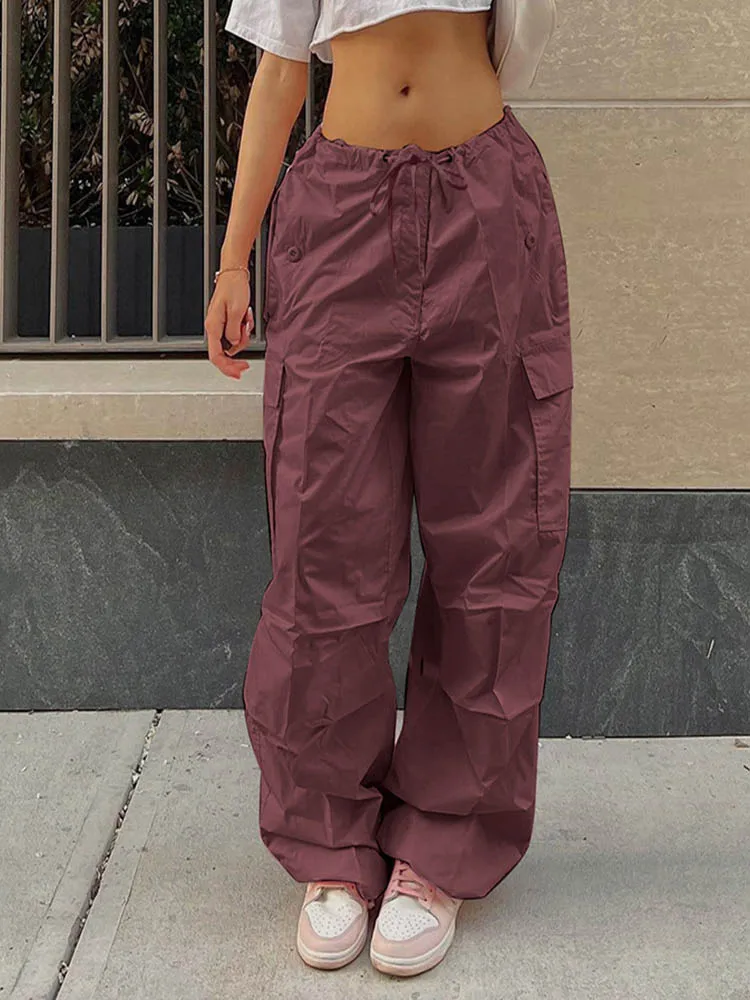 Sporty 2024 Autumn Jeans Fashion Women Fitness Female Loose Outfits Drawstring Long Pants Tracksuit Pockets Lace Up Legging 