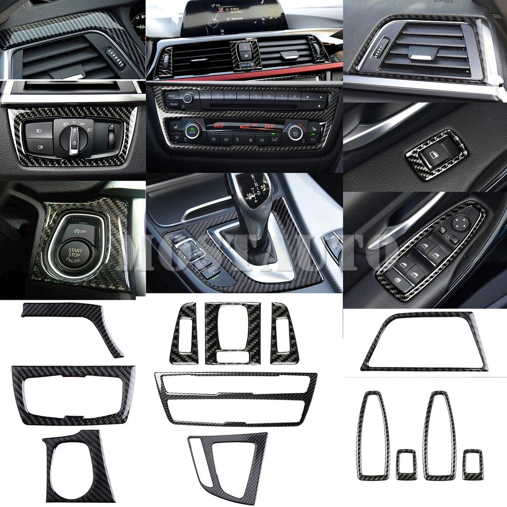 

For BMW 3 4 Series F30 F34 Soft Carbon Fiber Interior Accessories Kit Cover Trim 2013-2019 13pcs Interior Whole Kit （2 Color）