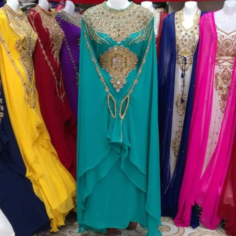 Turchese Marocchino Dubai Ferozi Farasha Robe E Camicia Lunga Tendenza Moda Europa E America