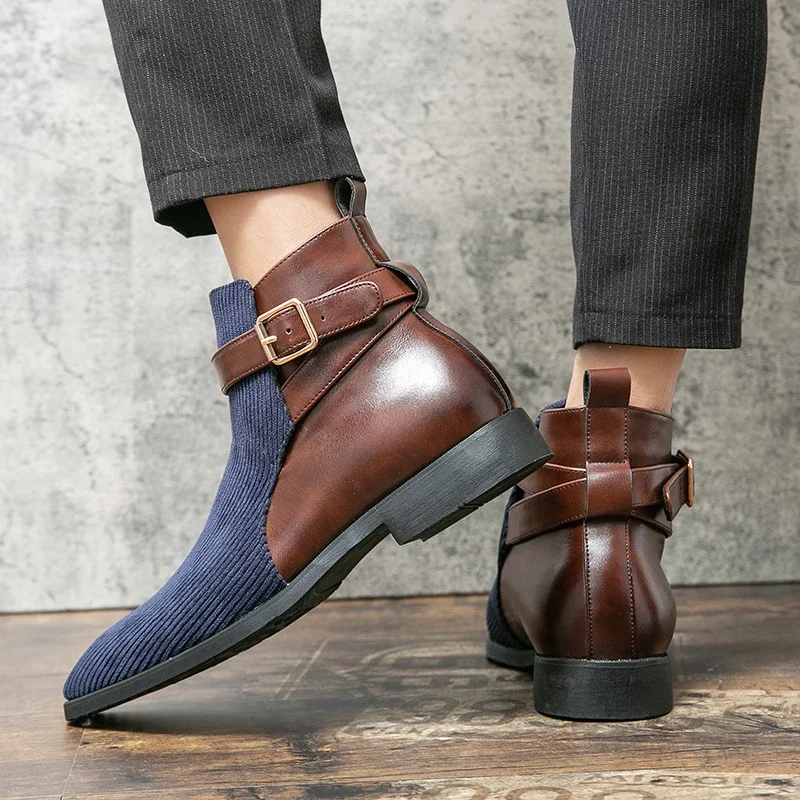 Golden Sapling Casual Business Boots Men Fashion Leathe Shoes Leisure Flats Platform Men's Chelsea Boot Office Dress Party Shoe