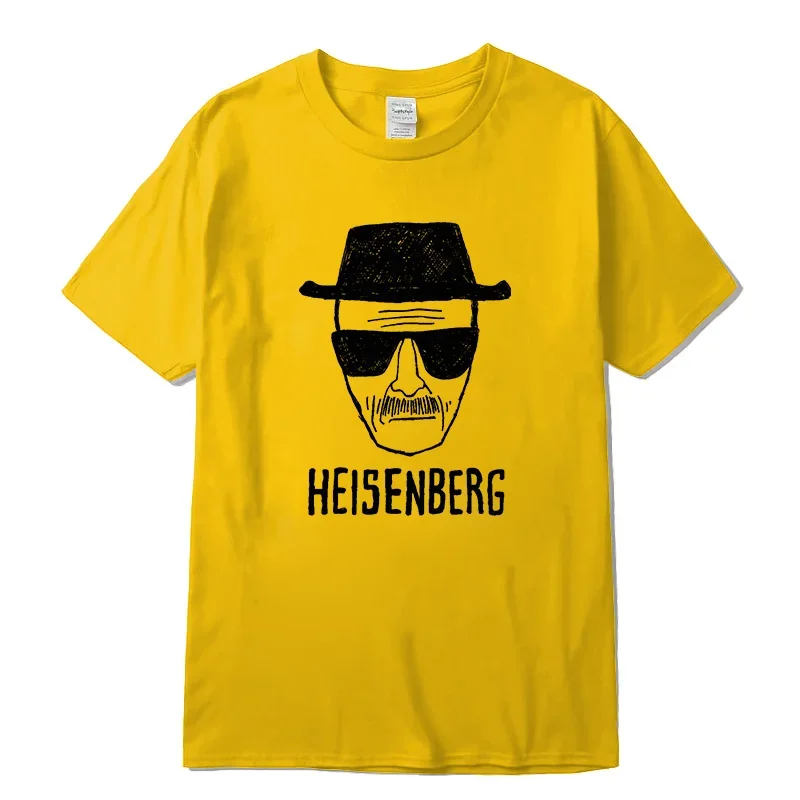 الرجال الموضة رداء علوي غير رسمي جودة قصيرة الأكمام 100% القطن فضفاض هايزنبرغ PrintedTshirt عادية رجالي التي شيرت كول الصيف الرجال التي شيرت