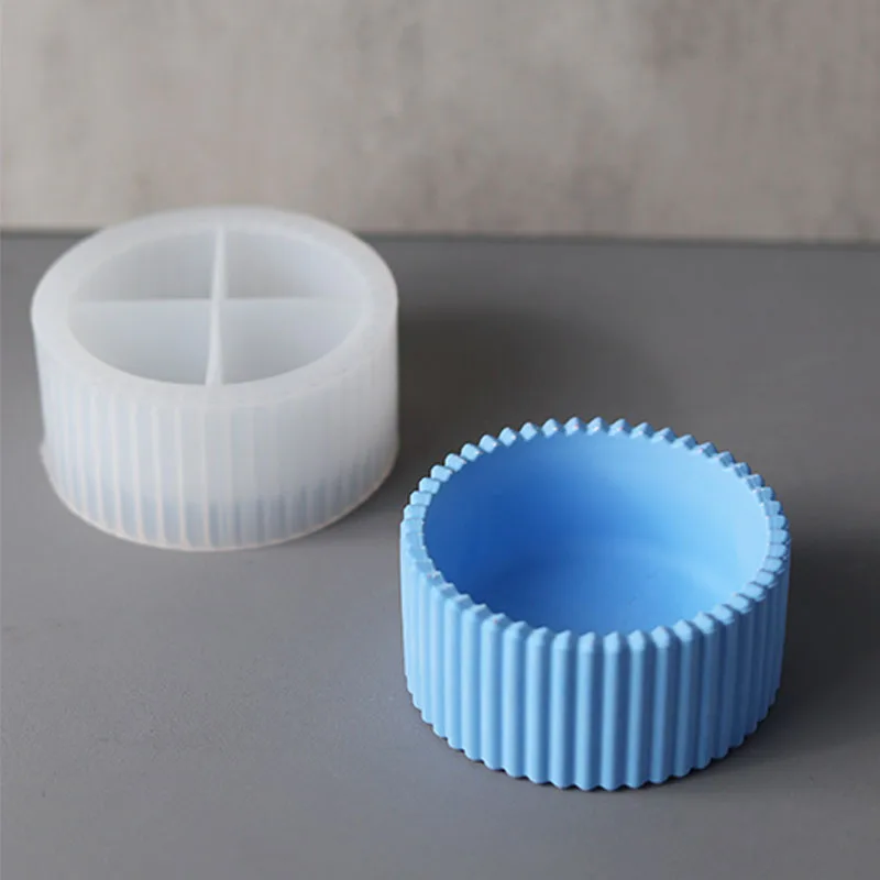 Round Candle Jar Silicone Mold Flower Pot DIY Jewelry Storage Jar Home Decoration