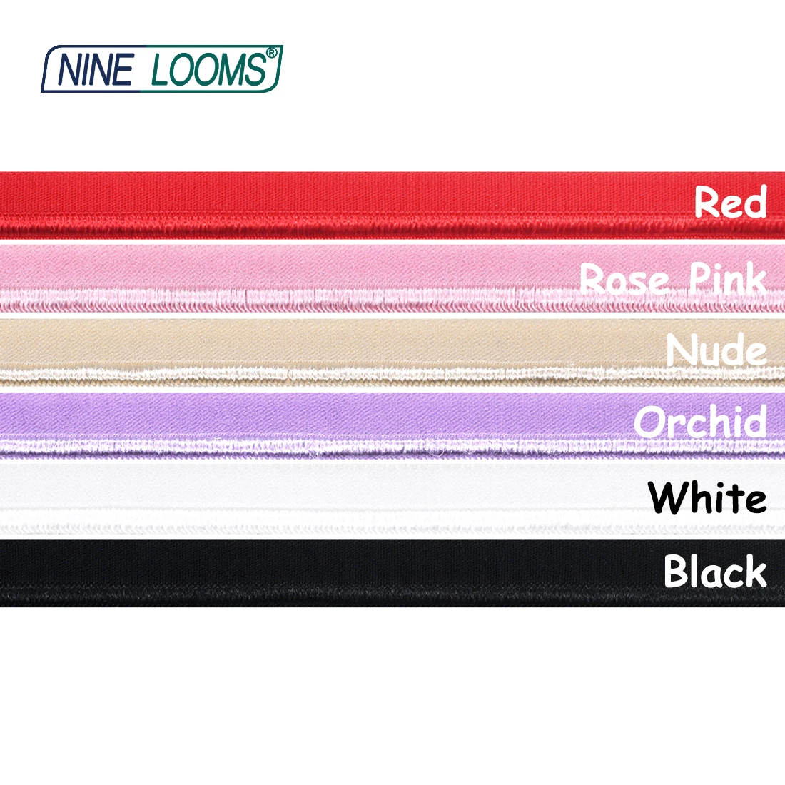 Neun Webstühle Nylon Gummibänder 3/8 "10mm Paspel bänder Seil Schräg band Schweißband Dessous Unterwäsche Gurtband Nähen Handwerk 50 Yard – Detail 1