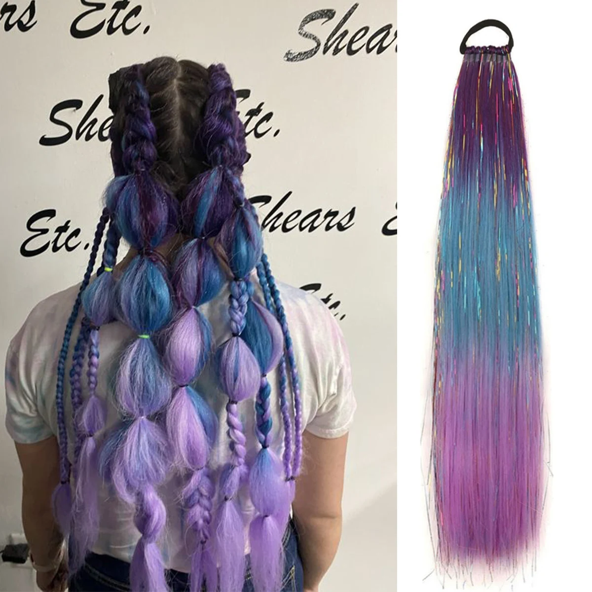 Ombre Festival Rave Hair Extensions in Purple, Pink, and White Tones