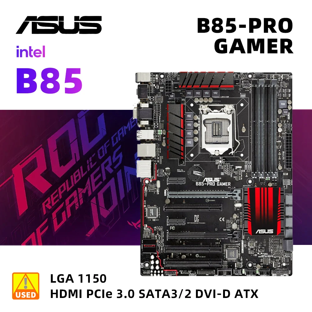 LGA 1150 Motherboard kit ASUS B85 PRO GAMER +i7 4770 4×DDR3 32GB Intel