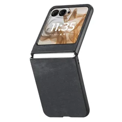 Premium Retro PU Leather Shockproof Protective Cover - Solid Color Skin Feel for Moto Razr 50 (Black)