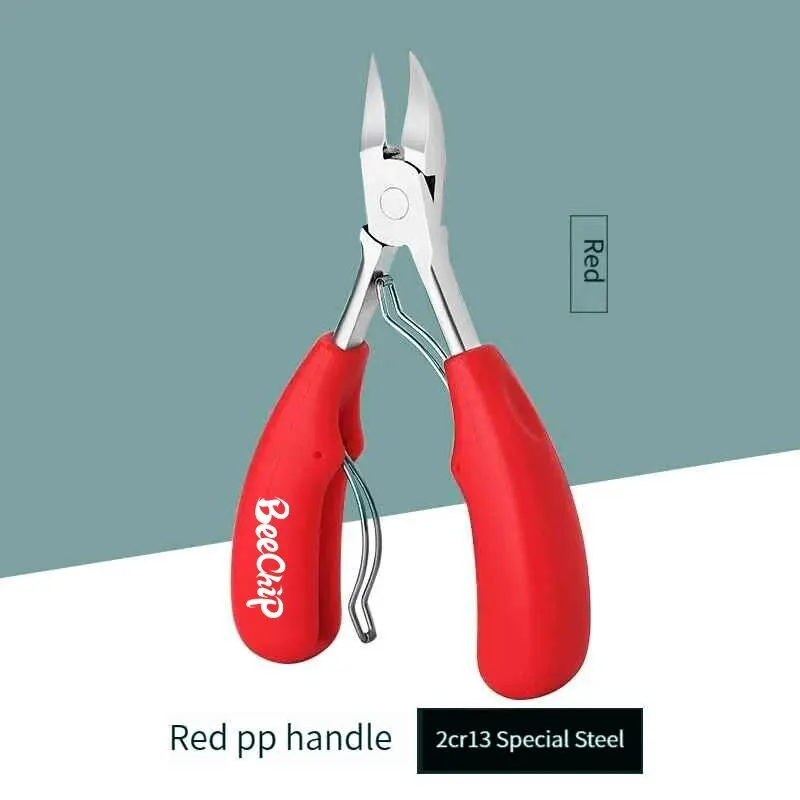 Nail Clipper Stainless Steel Nail Groove Pliers Bent Nose Plier Dead Skin Clipper Rubber Handle Onychomycosis Ingrowing