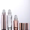 5X 5ml 10ml Rose Pink Color Thick Glass Roll On Essential Oil Empty Perfume Bottle Roller Ball Bottle For Travel Bottle Jars 5