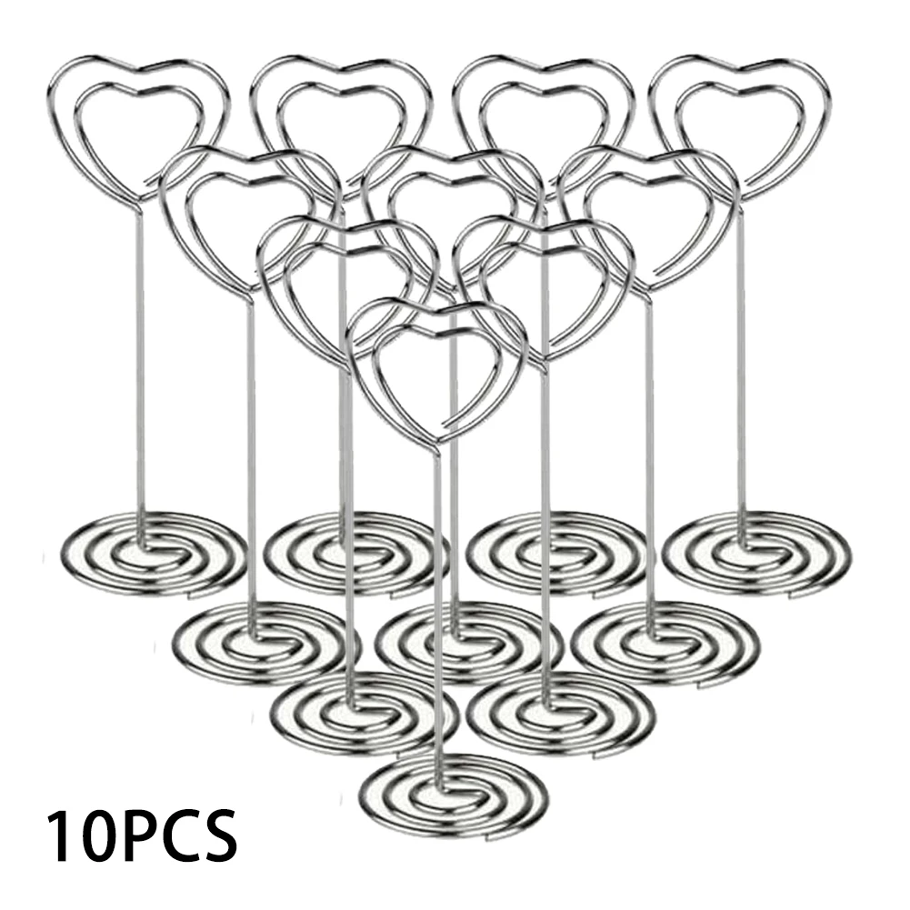 10Pcs Eisen Herz Muster Tisch Nummer Name Karte Halter Party Memo Foto Stehen Hinweis Clip Menü Stehen Für Home party Hochzeit – Detail 4