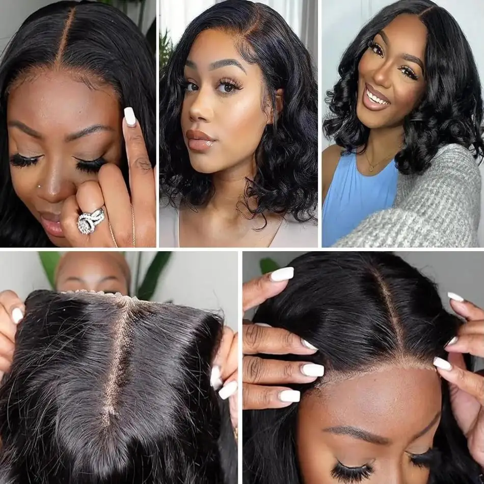 Body Wave Wigs Short Bob Wig Glueless Wigs Ready To Wear Human Hair Pre Cut Wig 4X4 5X5 Closure Brazilian Pre Plucked Wig 2