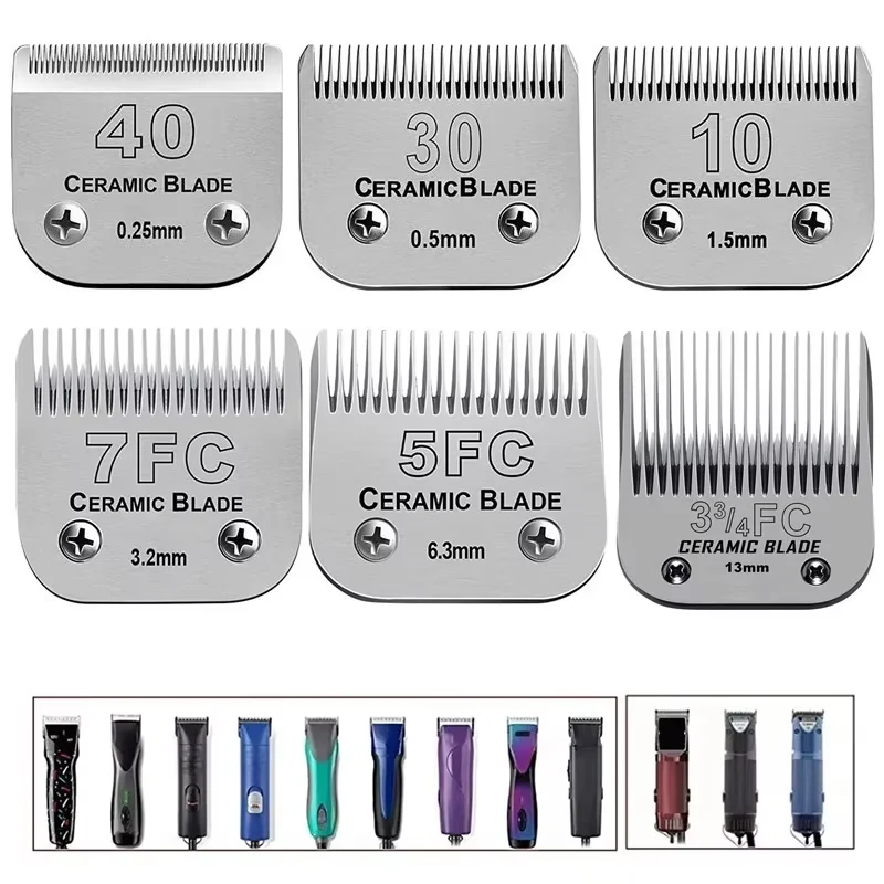 Barber Hair Clipper Blade Pet Grooming Clipper Detachable Pet Clipper Blades Set Compatible With For Most Andis Oster Wahl A5 Clippers Made of Ceramic Blade&Carbon Steel