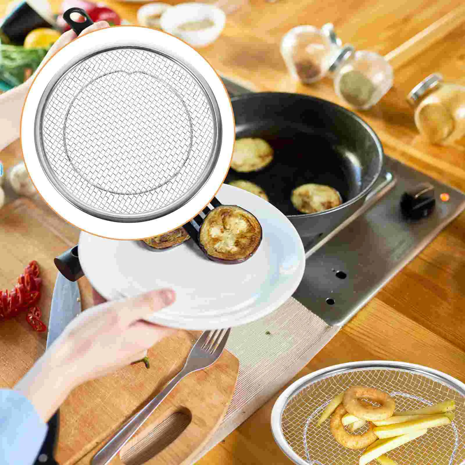 

Reusable Strainer Stainless Colander French Fry Holder Oil Strainer For Deep Fryer Fryer Oil Strainer for Cooking Kitchen Home