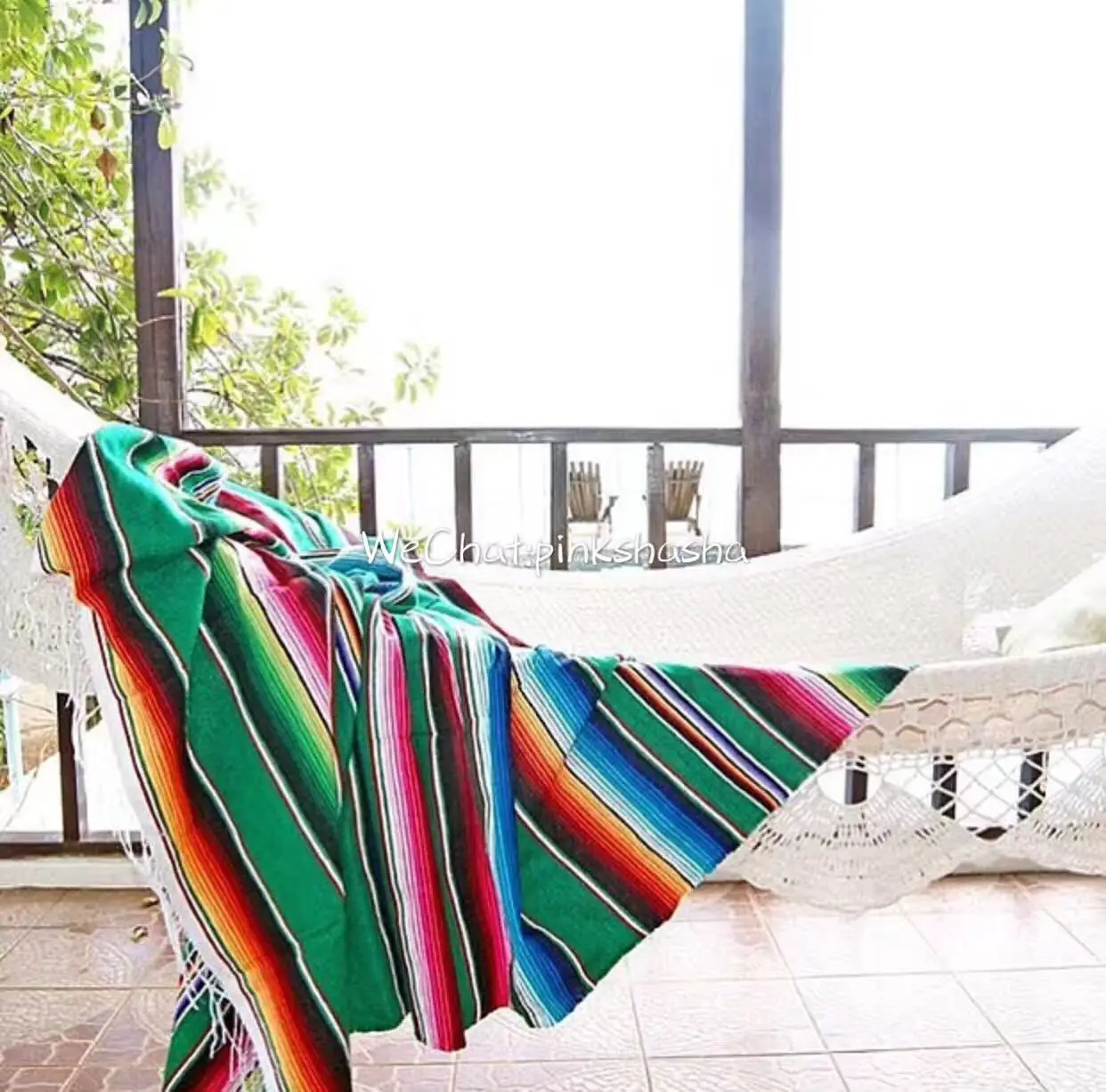 American Mexican Rainbow Striped Blanket, Cotton Party Table Runner, Sofa Cobertor, Hanging Tapestry, Bed, Plane, Tassel, Travel 4