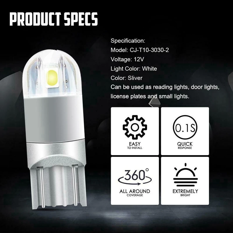 6000K Canbus T10 168 194 W5W Dome License Side Marker LED Light Bulb White 30Pcs Led Bulbs