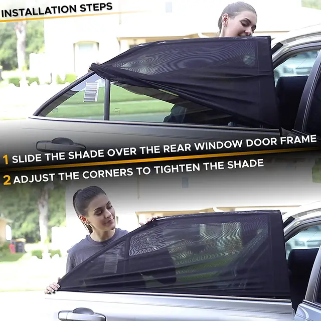 2 Pcs Universal Car Styling Accessories Sun Side Window Shade Curtain Rear window Cover UV Protection Sunshade Visor Shield 4