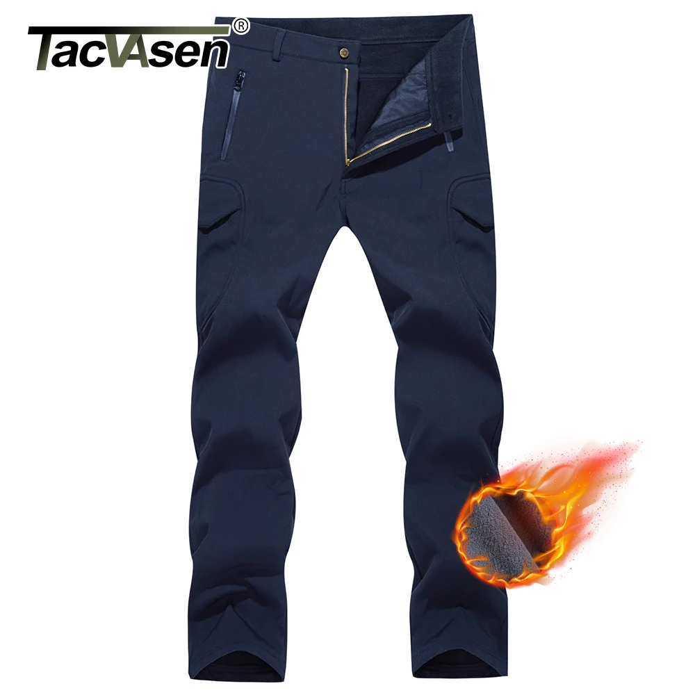 Winter Men Casual Pants Soft-shell Work Waterproof Fleece Lining Multiple Pockets Camping Hiking Outdoors Trousers TACVASEN casual pants,sports pants,tactical pants