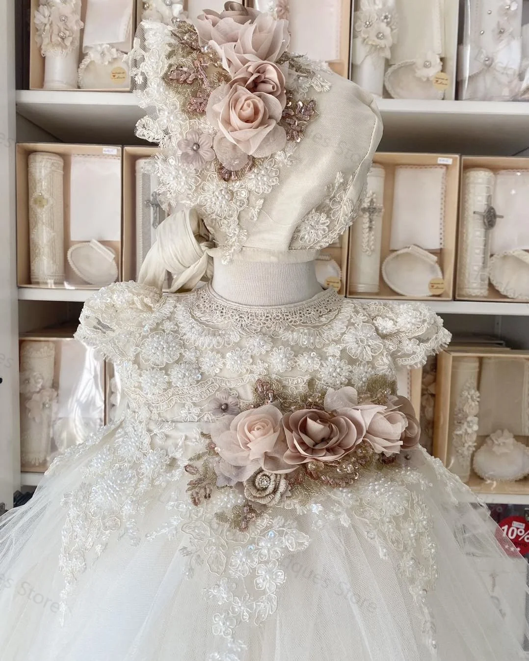 Ivory Lace Christening Gown 4
