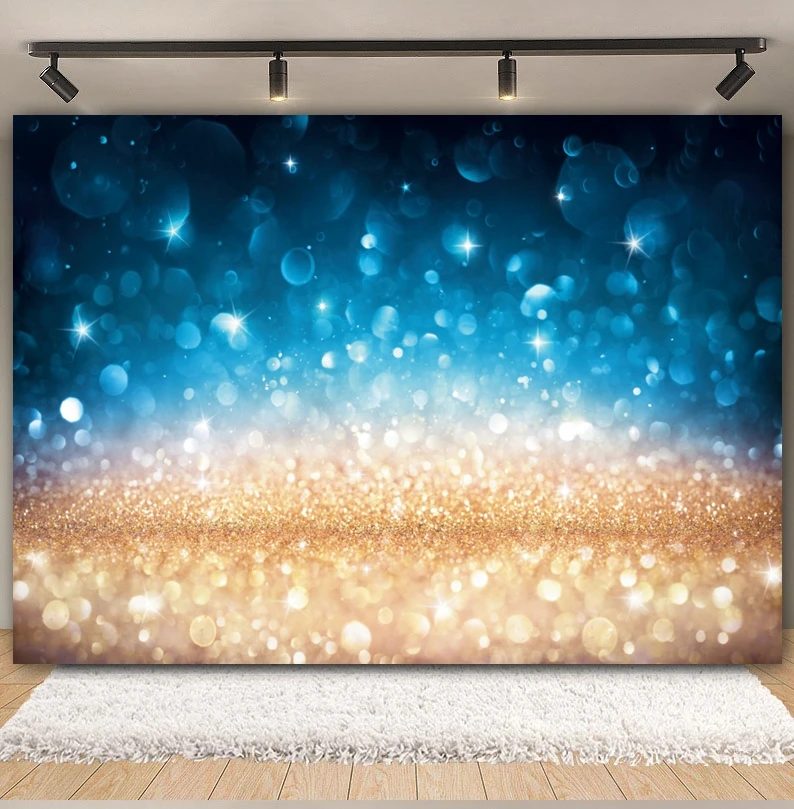 Glitter Bokeh Wedding Birthday Party Backdrop for Photography Gold Silver Shiny Polka Dot Light Portrait Background Photo Studio