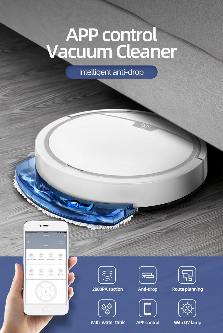 Automatic App Control Vacuum Cleaner Household Floor Sweeper Water Tank Wet Dry Electric Mop Robot Vacuum Cleaning Machine