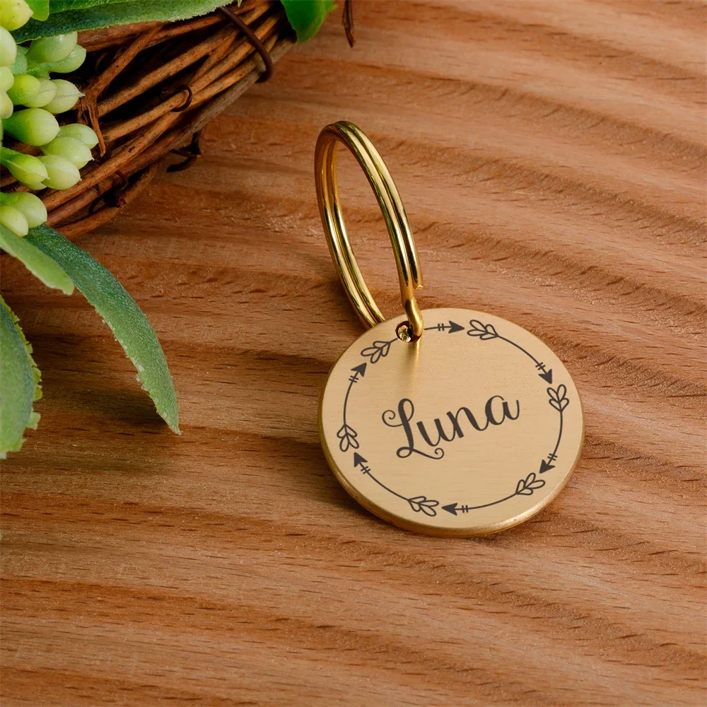 

Personalized Brass Dog ID Tag Anti-lost Pet Name Tags Plates Free Engraving Cats Kitten ID Tag Nameplate Pendant for Pets