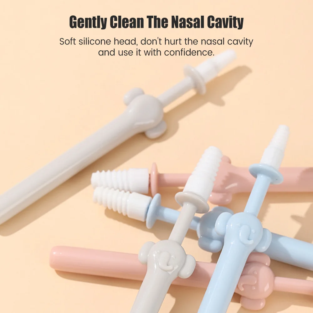 Silicone Nasal Cleaning Stick Spiral Head Nasal Wash Brush Multifunctional Nose Cleaning Stick for Children and Adults Kids