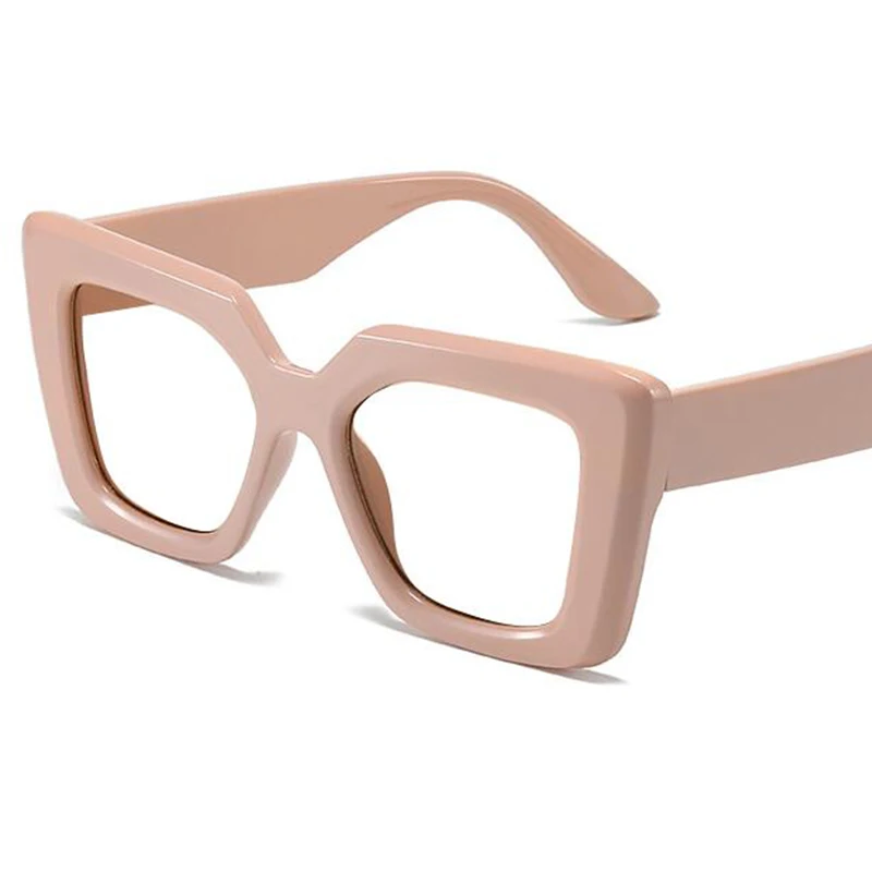 Fashion Clear Square Reading Glasses Women Luxury Oversized Eyeglasses Trending Anti Blue Light Leopard Pink Glasses Frame +1.25 4