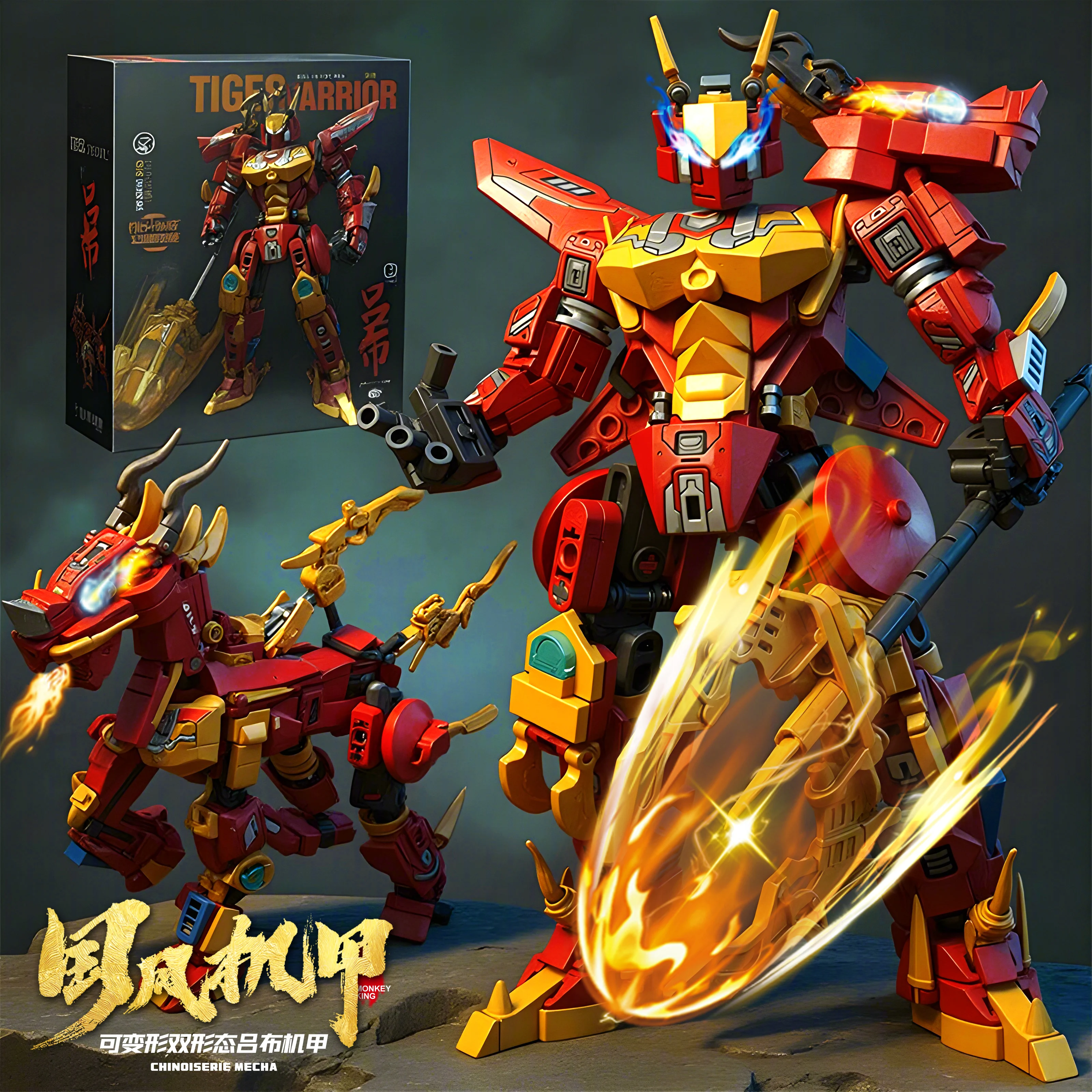Superhero Mecha 2 in 1 Transforming Robot Building Blocks Kirin Animal Bricks DI