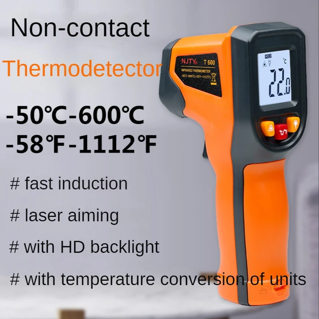 NJTY Infrared Thermometer Non-Contact Digital Temperature Gun -50°C~600°C  IR Thermometer for Industrial, Kitchen Cooking - AliExpress