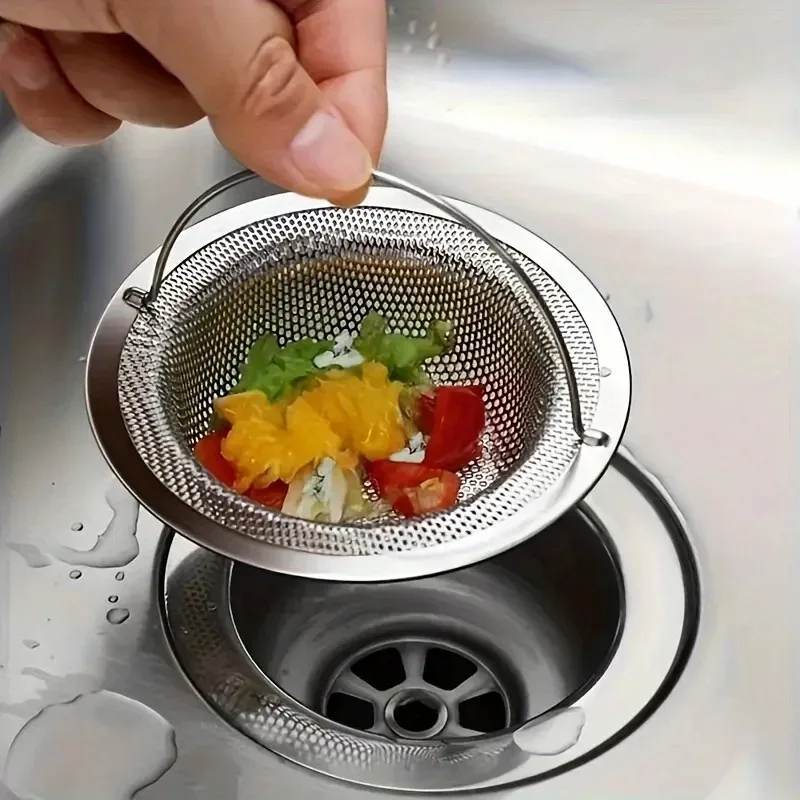 1PC Stainless Steel Kitchen Sink Strainer with Handle for Restaurant