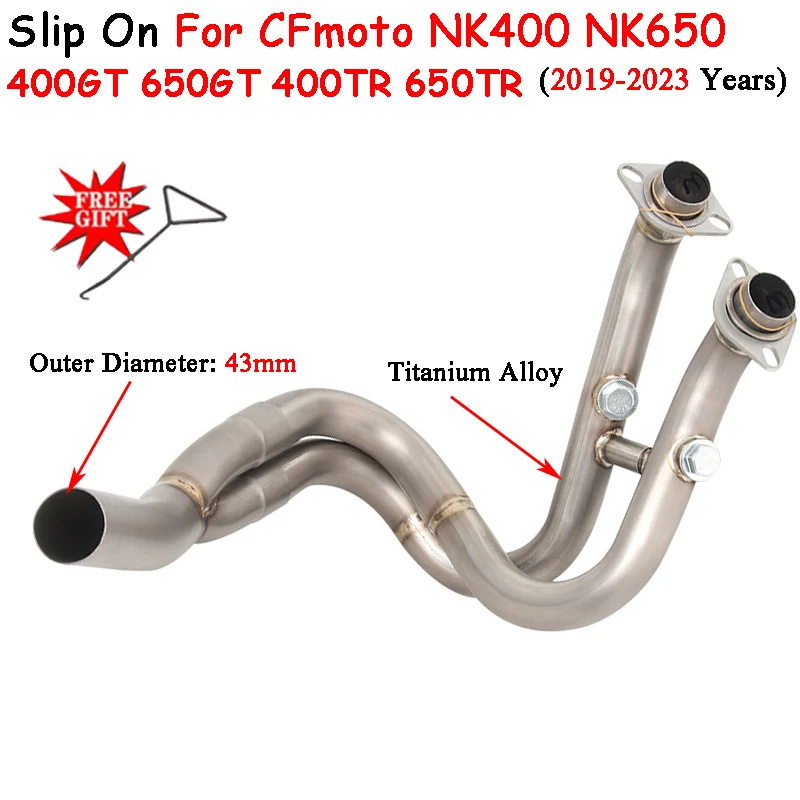 Slip On Motorcycle Exhaust Modify Titanium Alloy Front Link Pipe For CFmoto NK400 NK650 400GT 650GT 400TR 650TR 2019-2023 Years - Image 2