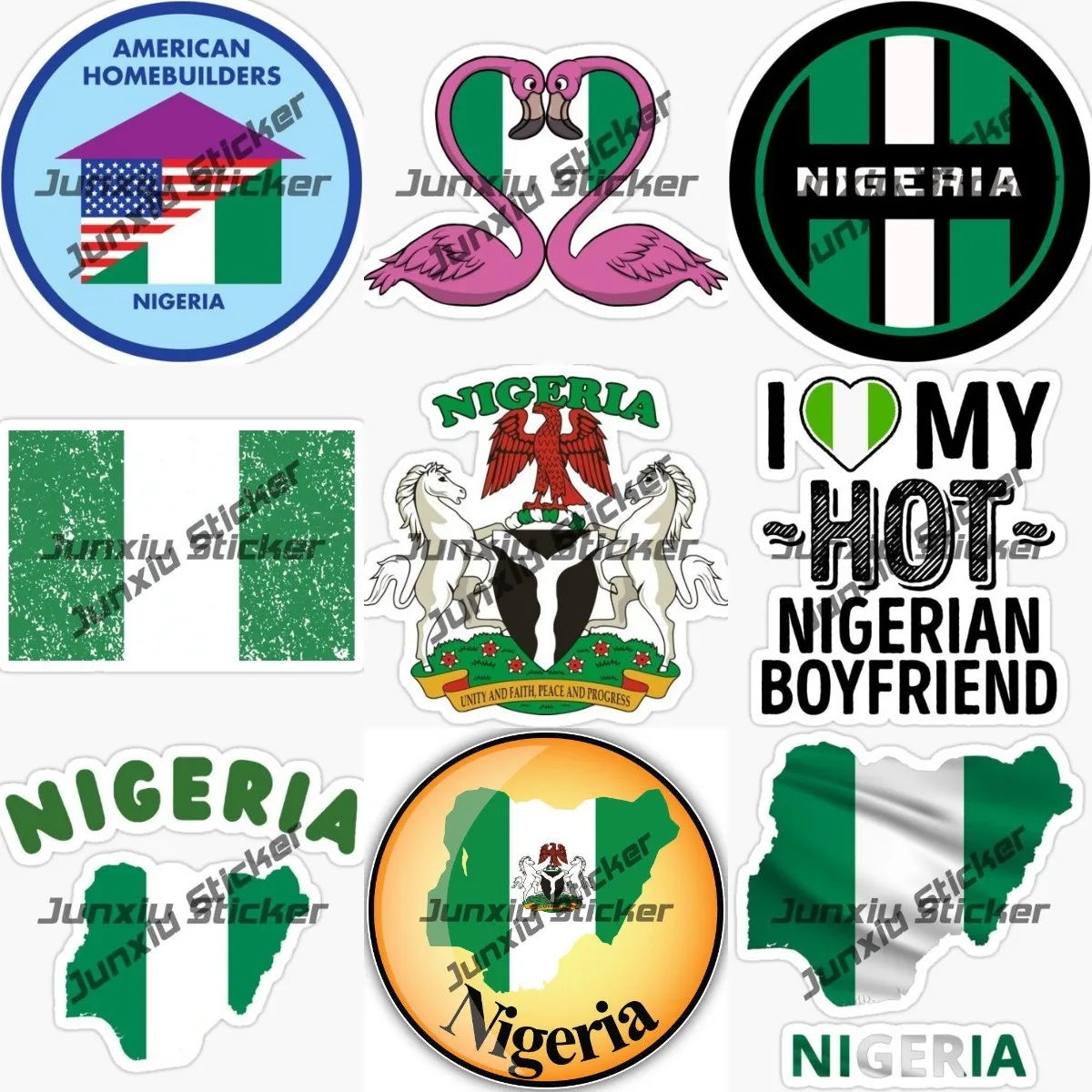 

Nigeria Map Flag Glossy Label Map of Nigeria Car Sticker Nigerian Coat of Arms Flag Design Stickers Flamingo Nigeria PVC Decal