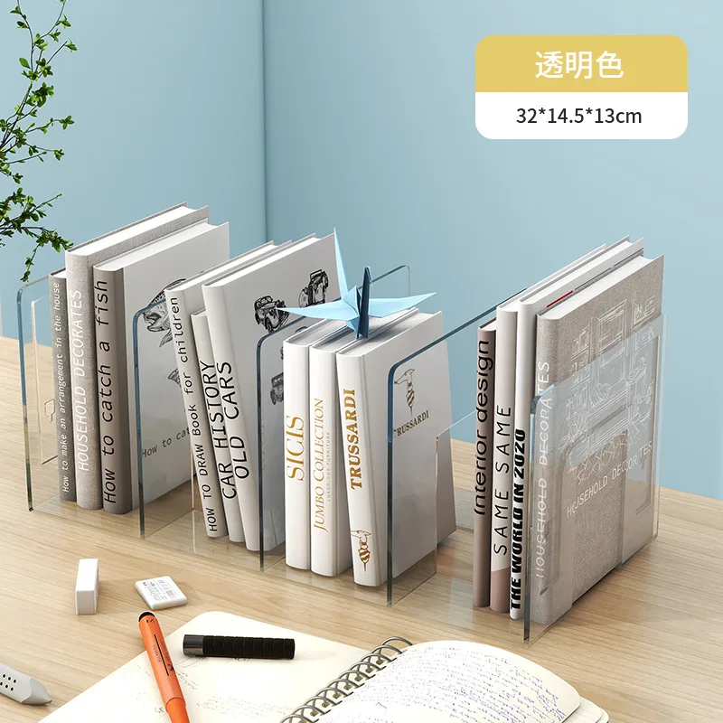 Acrylic Bookends Book Stand Holder Book Desk Organizer Divider Table Shelf Book Holder Transparent Accessories