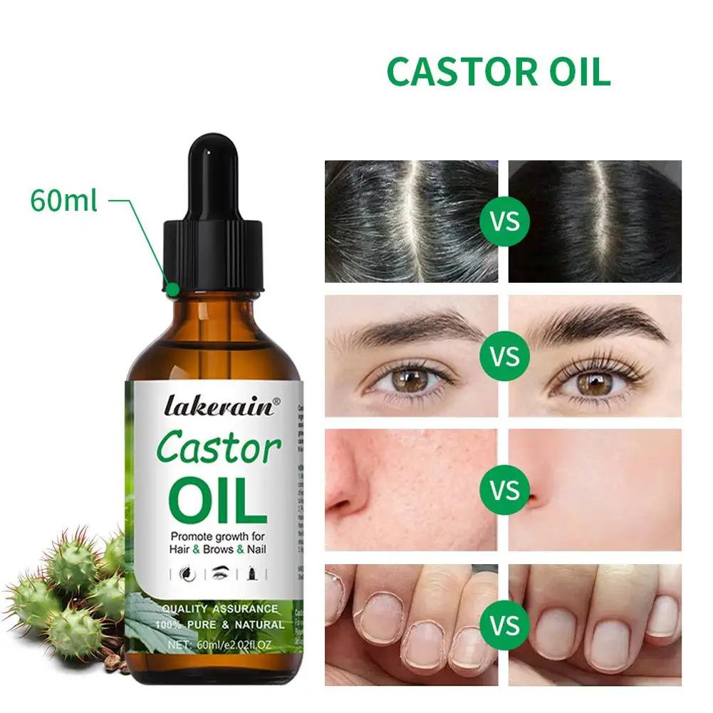 

60ml Black Castor Oil Nourishes Skin Massage Prevents Essential Aging Eyebrows Hair Oil Growth Skin Products Ca N4V4