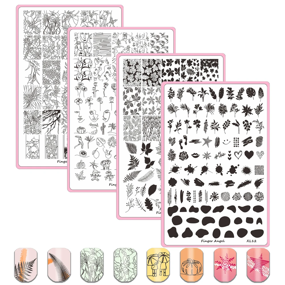 

Geometric Graffiti Flower Stamping Plates Abstract Face Line Nail Art Template Tango Dancer Image Manicuring Stamp Templates