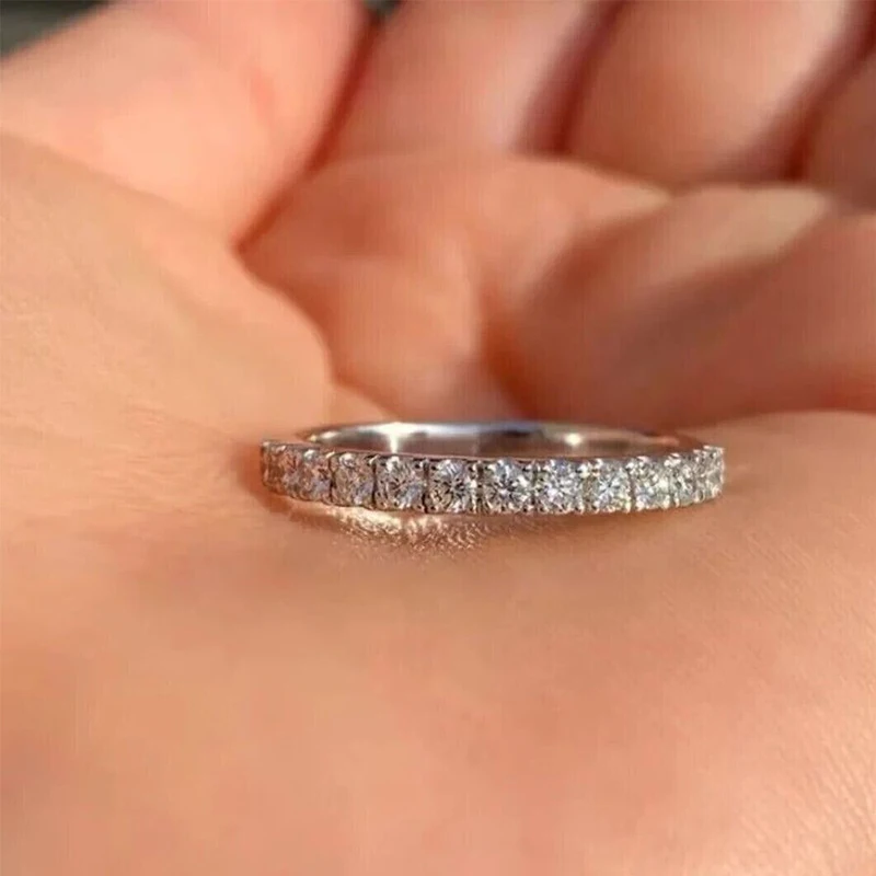 0.32ctw Round Cut CVD HPHT Lab Grown Diamond Half Eternity Band Bridal Ring 14k White Gold DEF Color VS-VVS 3
