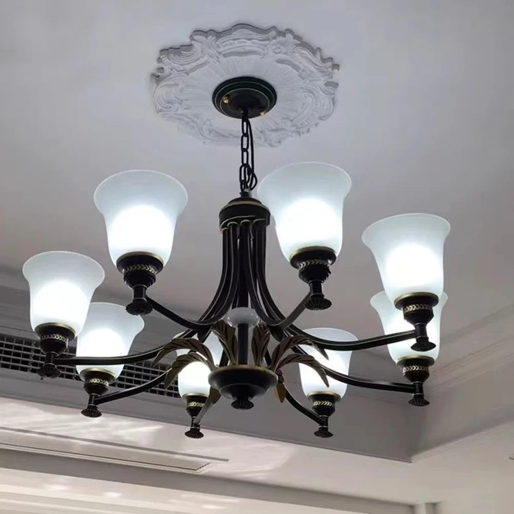 

PU lamp panel imitation plaster ceiling lamp base shape lamp pool decoration material lighting flower round mold