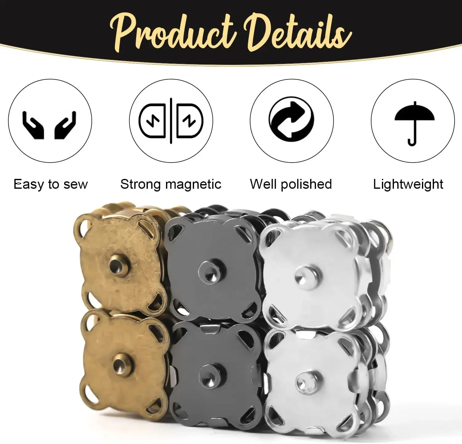 Square Magnetic Snap Fasteners Clasps Button Handbag Purse Wallet Craft Bags Parts Accessories 1-20sets