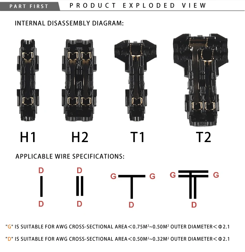 Description Picture 3 of itemMini Wire Cable Snap In Universal Compact Wire T Tap Quick Splice Wiring Connector Connections Joiners Auto Plug Accessories