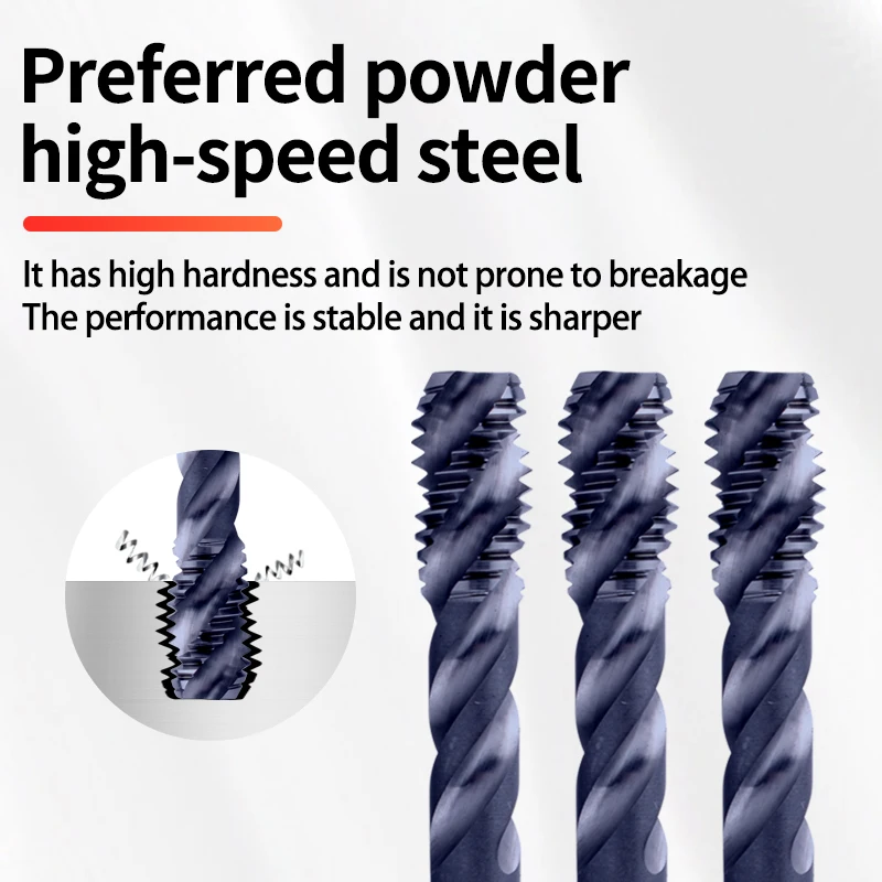 HSSE-PM DIN 371 376 Standard Spiral Fluted Tap Pointed M2 M2.5 M3 M4 M5 M6 M8 M10 M12 Machine Screw