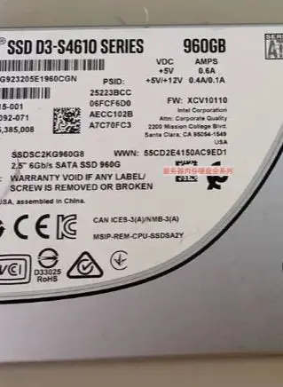 For SSDSC2KG960G8 D3 S4610 960G SATA 6Gb 2 5 SSD