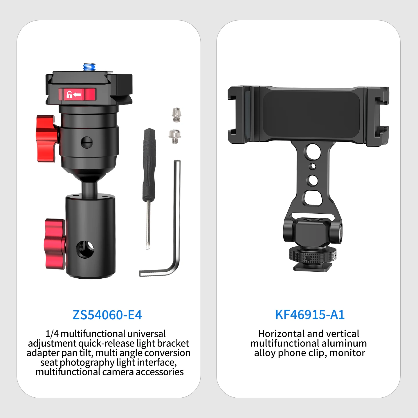 Schnellverschluss-Adapter, schnelle Installation, Stativhalterung für Gopro Insta360 Osmo 360 Action Light Standhalter 1/4 Zoll-20 Kugelkopfhalterung – Detail 23
