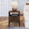 Solid Acacia Wood Nightstand with Drawers Open Shelf Pre-Assembled Rustic Industrial Modern Side Table Home Storage Decor 5