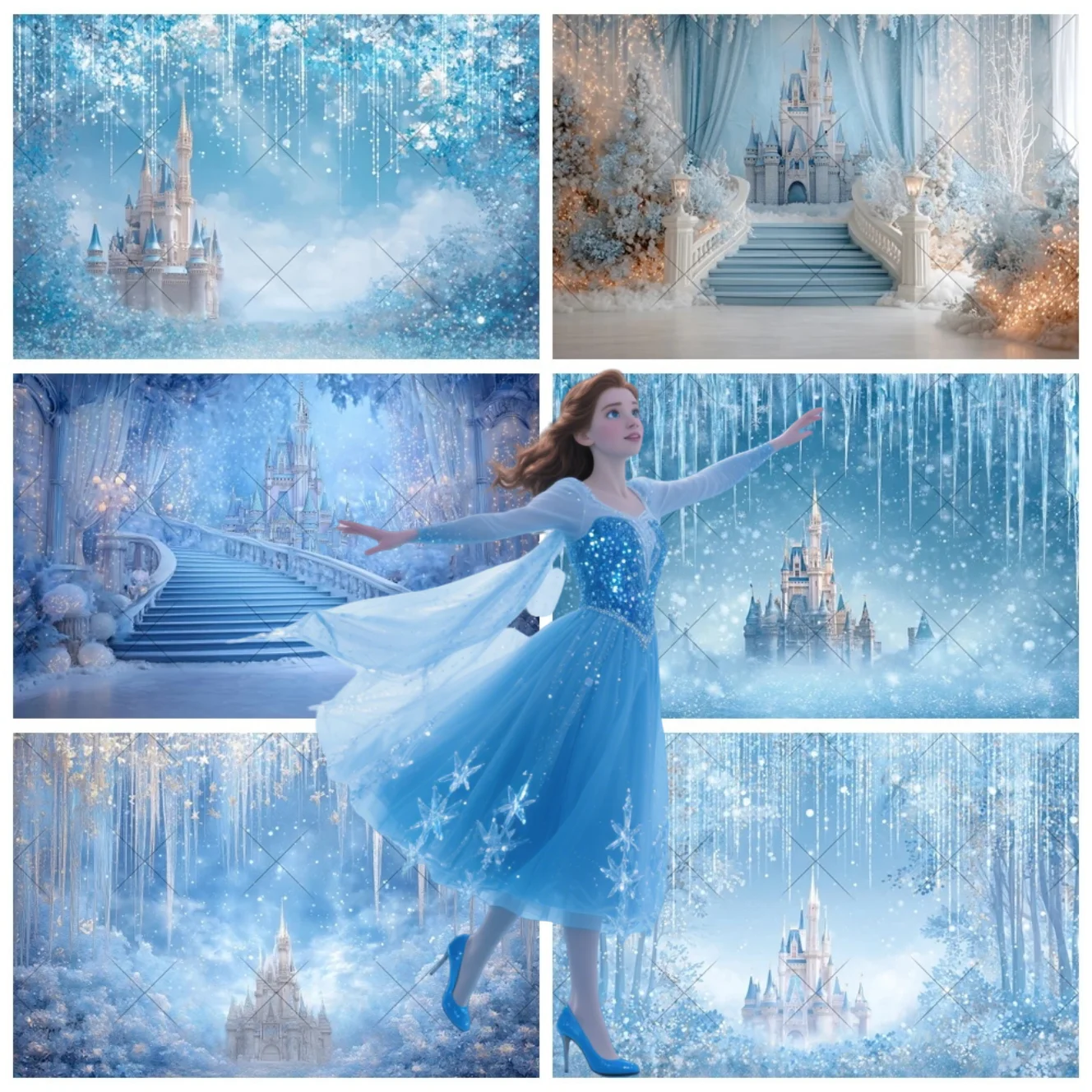 Fonds de Scène Hiver Magique | Château Glacé & Princesse