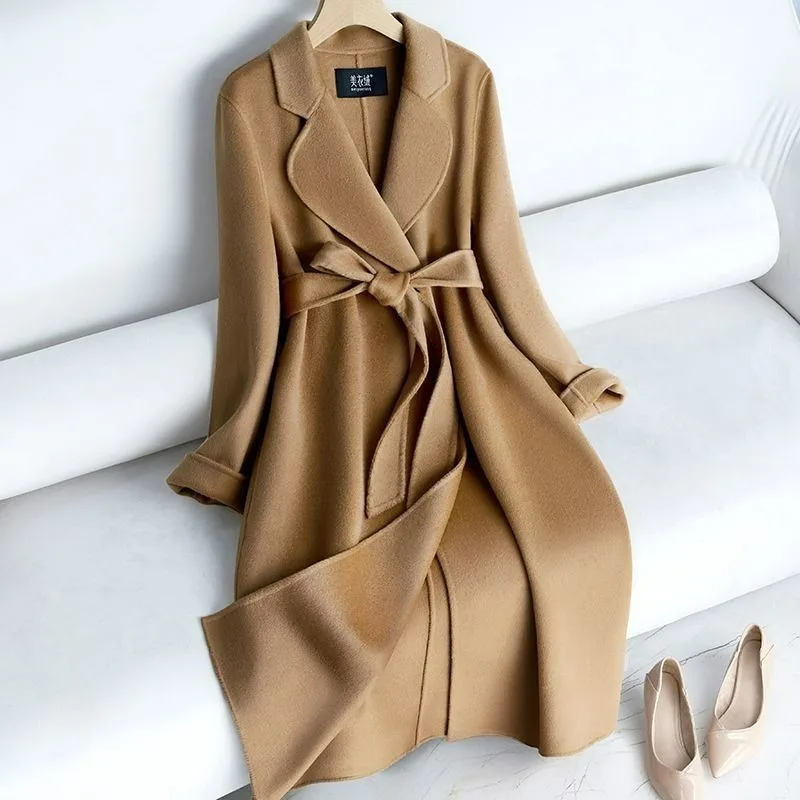 2023 New Spring and Autumn Models Woolen Coat Keep Warm Thick Slim Lady Single Breasted Fashion Mid Length Version Overcoat