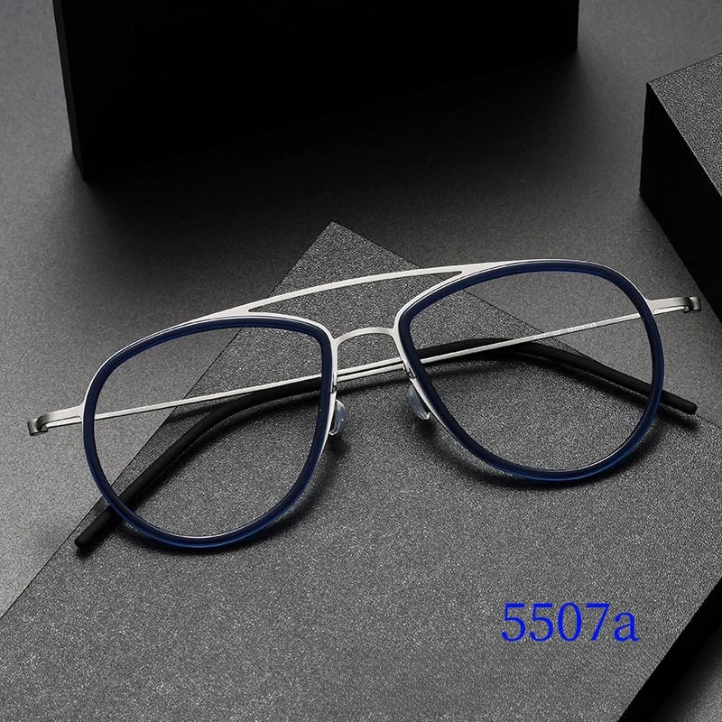 

Reading Glasses For Men 5507A Denmark Titanium No Screw Glasses Frames Optical Ultra-light Business Round Prescription Glass
