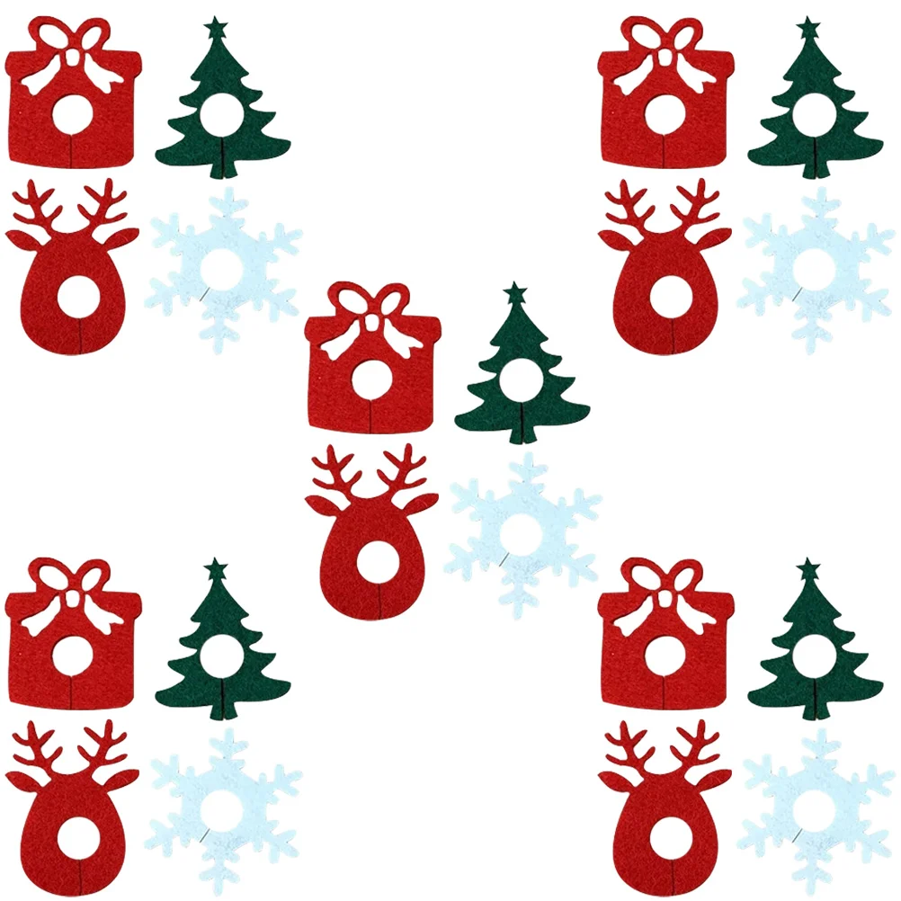 

40pcs Reusable Tag Rings Xmas Style Glass Cup Charms Party Glass Markers