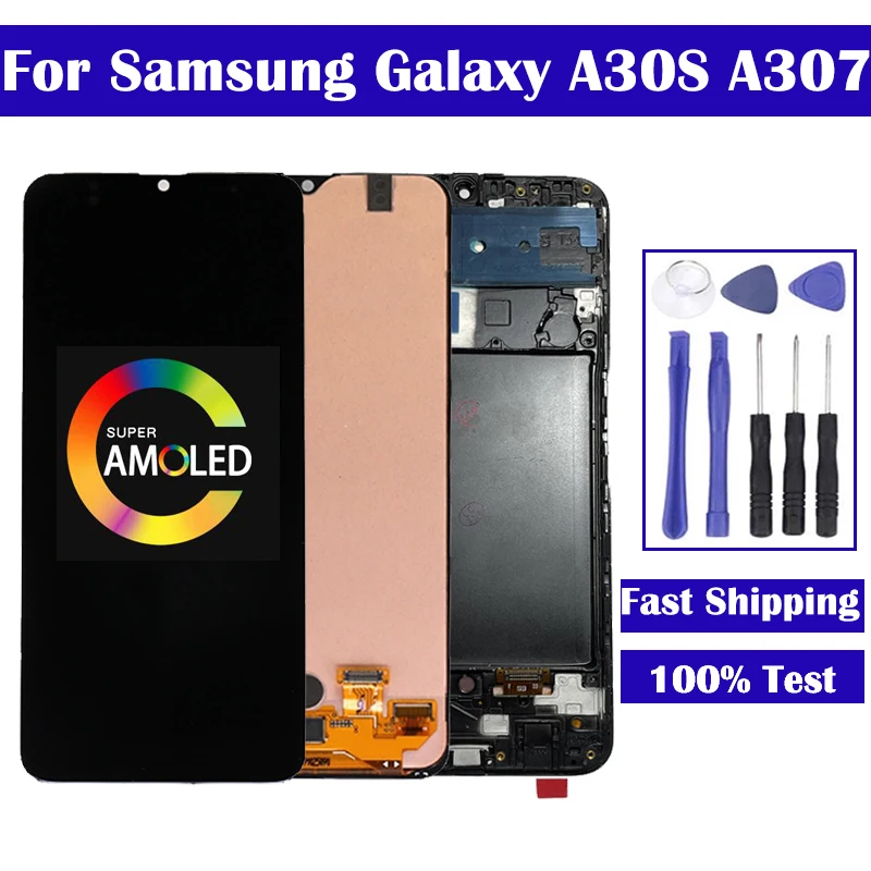 Super AMOLED для Samsung Galaxy A30S LCD A307FN A307G SM-A307F A307F ЖК-дисплей с сенсорным экраном дигитайзер в сборе