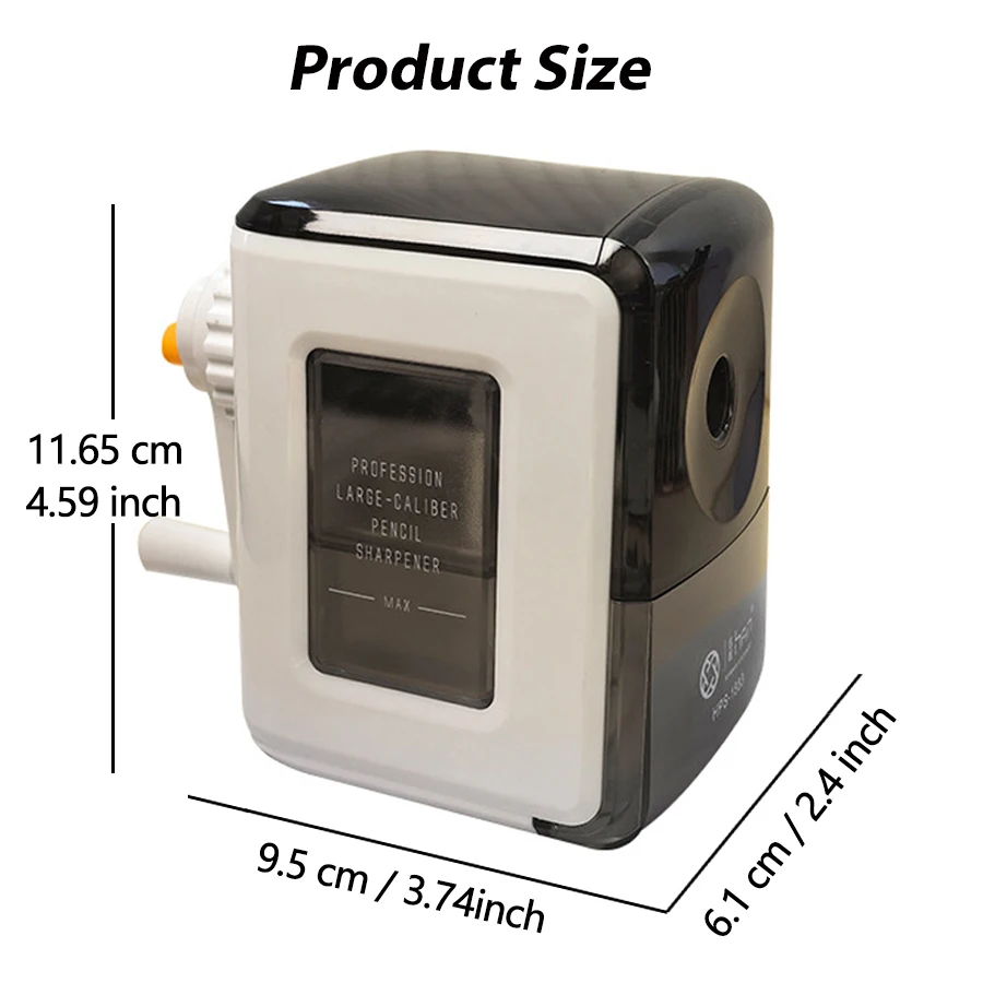 8-12mm 자동 공급 수동 연필깎이, 핸드 크랭크 연필깎이, 3단계 조절 가능한 날카로움 설정, 점보 연필용, 학교 및 사무실용