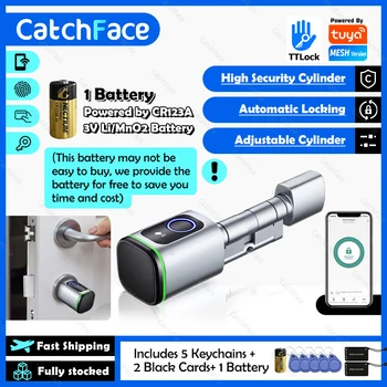 사우디 유로 투야 TTLock 앱 지문 RFID 카드, DIY 실린더 잠금, 생체 인식 전자 스마트 문짝 잠금, 디지털 키리스 교체