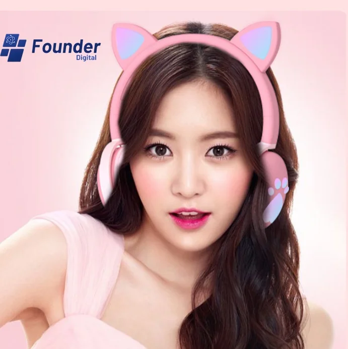 

Cross Border Popular Cute Cat Claw Bluetooth Headset Makaron Cat's Ears Steamed Cat-ear Shaped Bread Headset Live Voice Call Hot